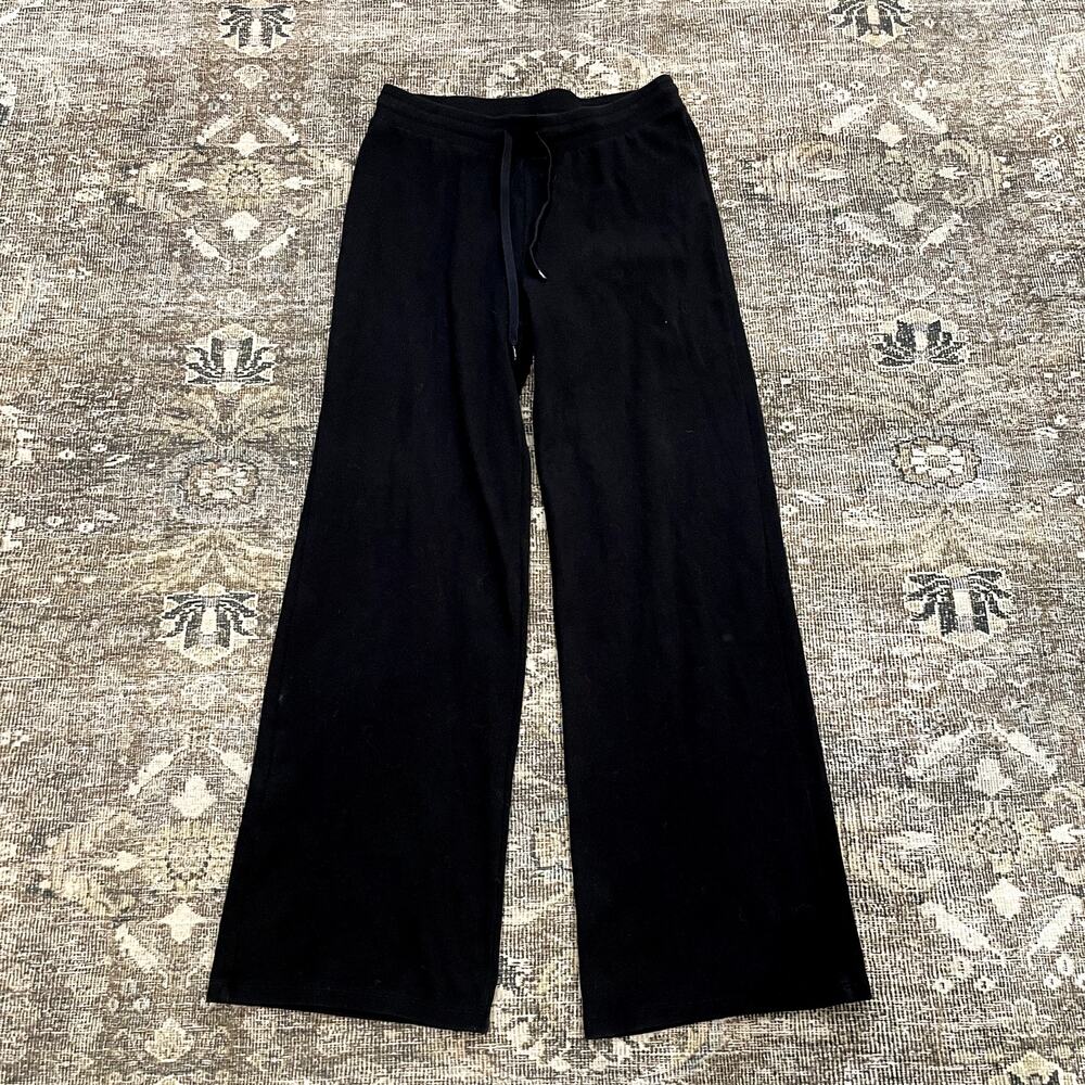 Aritzia HomeStretch Rib Kickback Pants Black Wide Leg Women's Size M